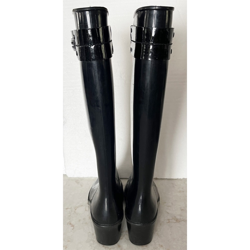 Burberry Black Knee High Heel Rain Boots Size 36 - Picture 10 of 12